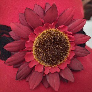 100% Wool Felt Bucket Hat, Lace Flower, WPL5923, 1920s, Made in U.S.A.